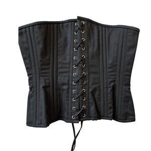 Alter Ego Clothing Black Underbust Corset  Boned Lace Up Waist Trainer- 26 Waist